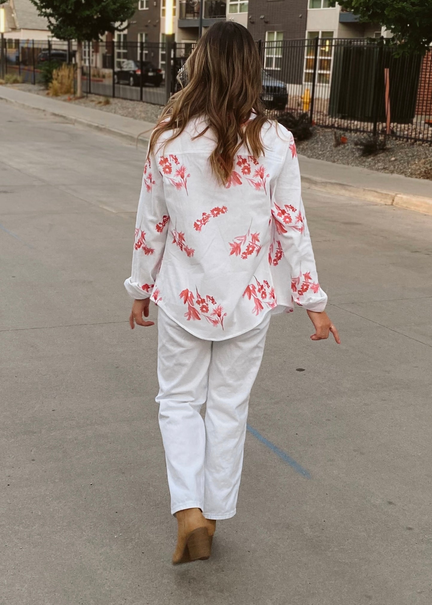 Floral in Coral Women's Flannel Shirt